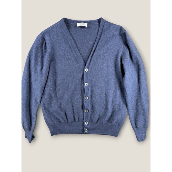 Gran Sasso Sweaters - Gran Sasso Italy 100 Virgin Wool Cardigan Sweater Blue V-Neck Button Fits Like S